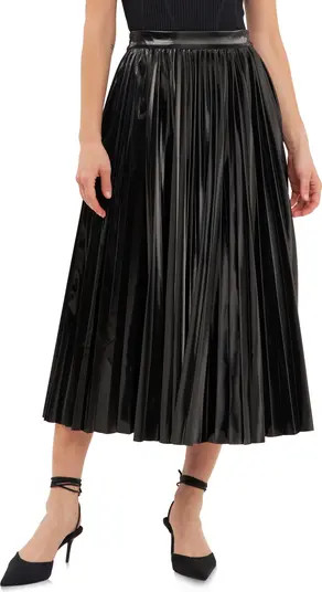 Pleated Faux Leather Midi Skirt | Nordstrom