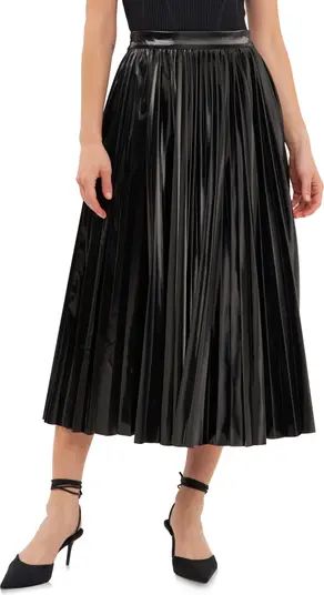 Endless Rose Pleated Faux Leather Midi Skirt | Nordstrom | Nordstrom