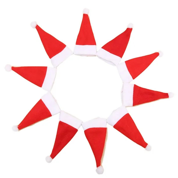 10Pcs Red Christmas Wine Bottle Caps Mini Santa Hat Party Dinner Table Decoration | Walmart (US)