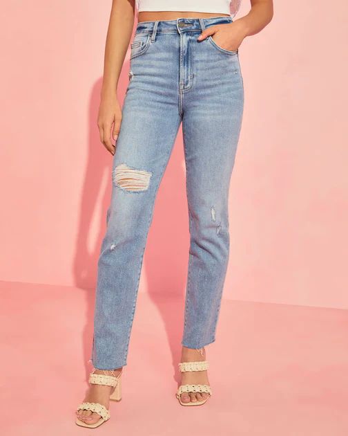 Closet Classic Distressed Stretch Straight Leg Jeans | VICI Collection