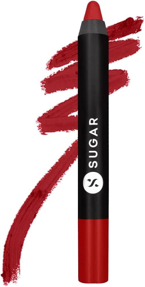 SUGAR Cosmetics Matte As Hell Crayon Lipstick - 01 Scarlett O'hara (Red) with Sharpener Highly Pi... | Amazon (US)