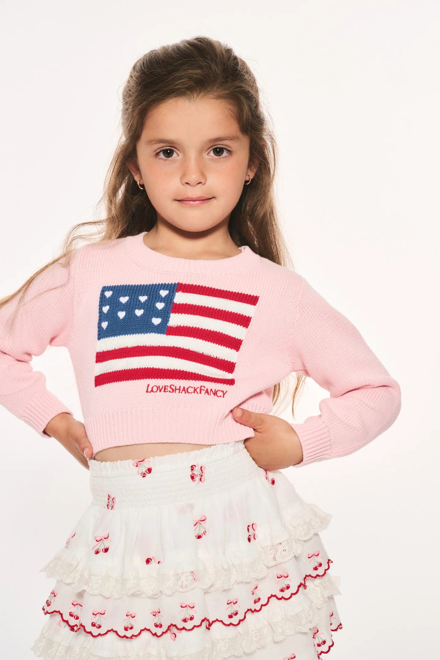 Little Girls Viennetta Heritage Flag Pullover | LoveShackFancy