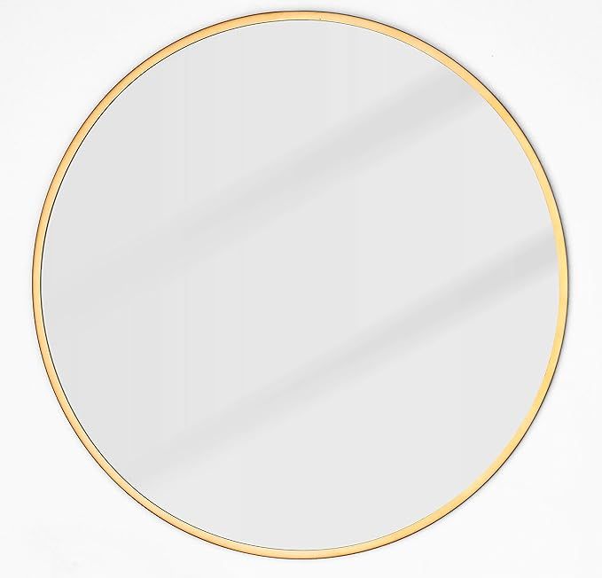 EMAISON Gold Round Wall Mirror, 24 Inch Rustic Matte Mirror for Bathroom, Entry, Dining Room, and... | Amazon (US)