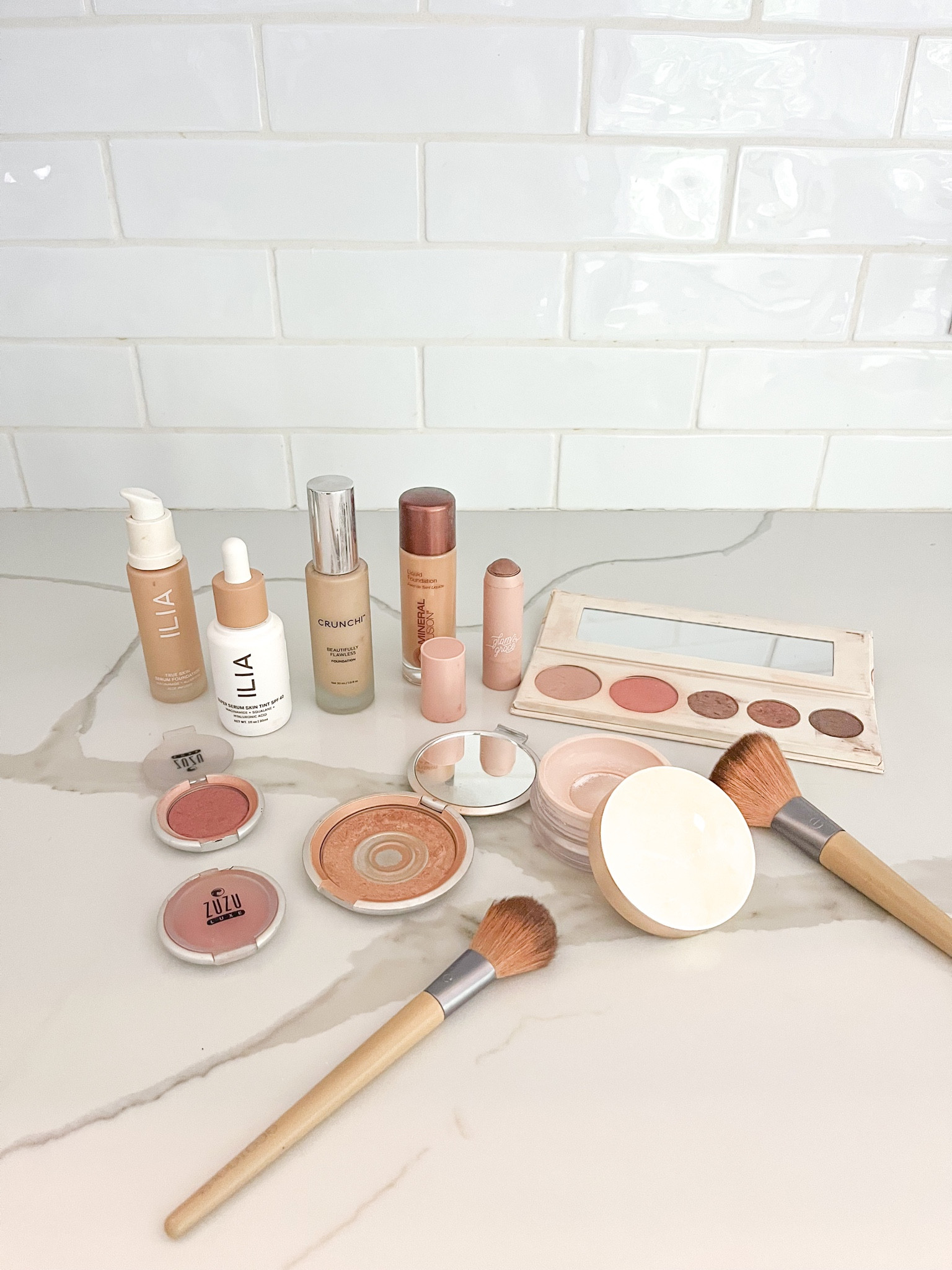 Non toxic / low tox makeup favorites! 

👉🏼 Ilia skin tint is AMAZING. It’s super lightweight and thin, easy to spread yet provides a ton of coverage.  Most days I just wear this and some mascara and go 
👉🏼 when I want more coverage, I added the Ilia foundation 
👉🏼crunchi foundation is a good low tox brand. This one is ticker and full coverage 
👉🏼 the mineral fusion foundation is very thin, good for if you just want minimal coverage or Don don’t like to wear a lot of make up 
👉🏼 100% pure makes a great loose powder for setting foundation. Very clean ingredients with no talc 
👉🏼 I wear the mineral fusion powder and powder bronzer, almost daily
👉🏼 100% pure makes great eyeshadows and pallets. I love this one for every day.
👉🏼 zuzu makes great powder blushes
👉🏼 I like the eco tools brushes, you can find this pretty much anywhere


#LTKSummerSales