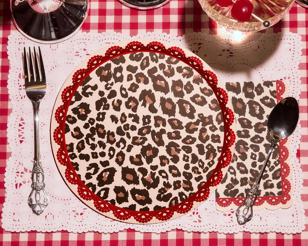 Xo, Fetti Cheetah Print Paper Plates | 25 Pc, 9" | Red Lace Bachelorette Decoration, Fierce Dinne... | Etsy (US)