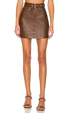 Camila Coelho Jas Leather Mini Skirt in Brown from Revolve.com | Revolve Clothing (Global)