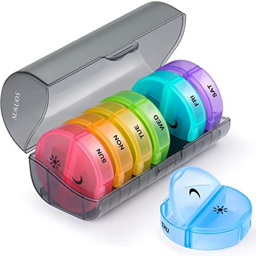 Sukuos Large Weekly Pill Organizer 2 Times a Day, Daily Pill Box 7 Day Easy to Open with Double P... | Amazon (US)