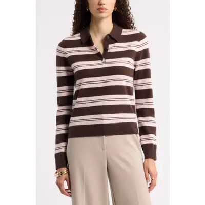 Nordstrom Cashmere Polo Sweater in Grey Silk Heather at Nordstrom, Size Medium | Nordstrom