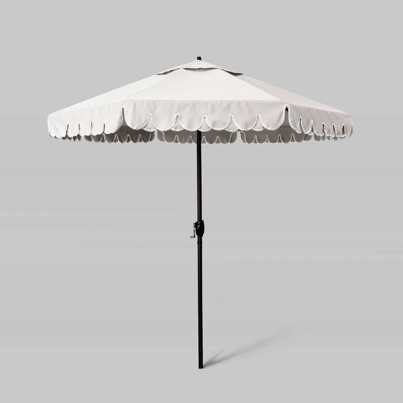 7.5' Sunbrella Scallop Base Market Patio Umbrella with Auto Tilt - Bronze Pole - California Umbre... | Target