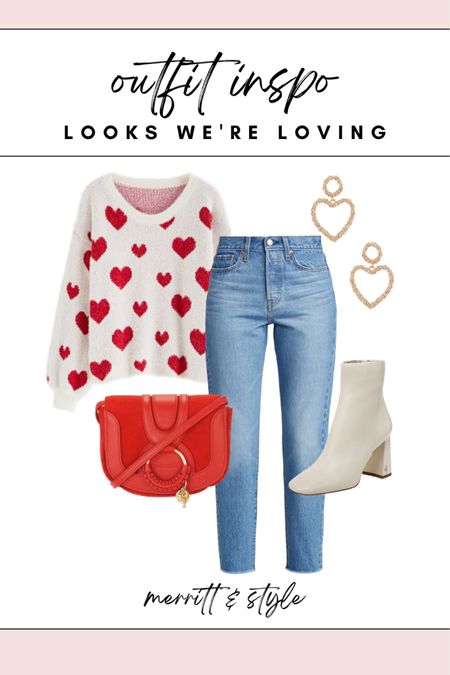 Heart sweater valentines outfit easy outfit idea 

#LTKunder50 #LTKstyletip #LTKsalealert