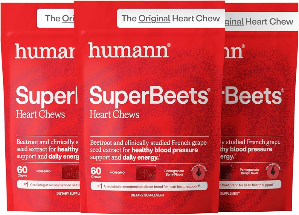 Humann SuperBeets Heart Chews, Nitric Oxide and Blood Pressure Support, Grape Seed Extract & Non-... | Amazon (US)