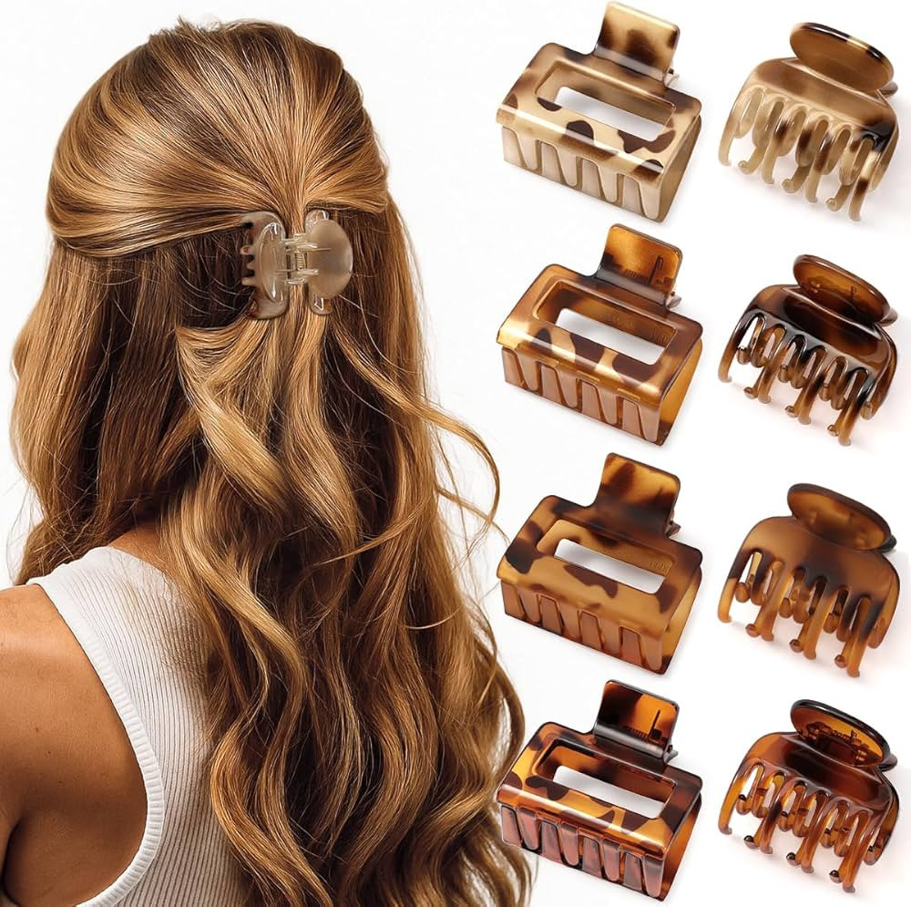 8 PCS Small Hair Clips for Women Girls, Square Medium Hair Claw Clips for Thin, Fine & Short Hair... | Amazon (US)