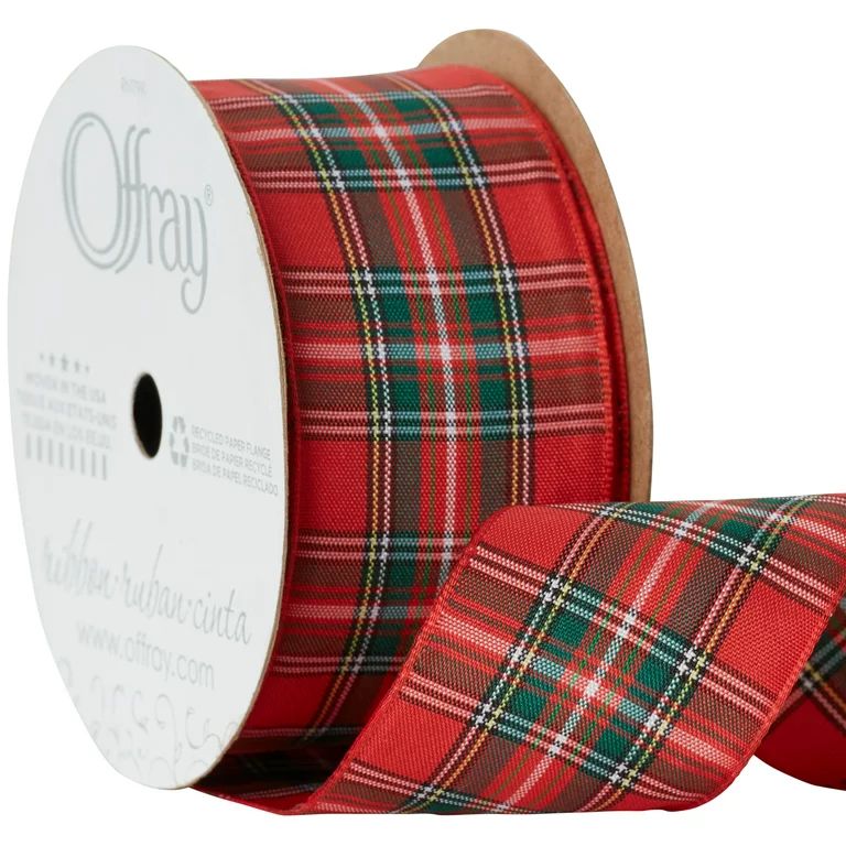 Offray Ribbon, Red 1 1/2 inch Tartan Woven Ribbon, 9 feet | Walmart (US)