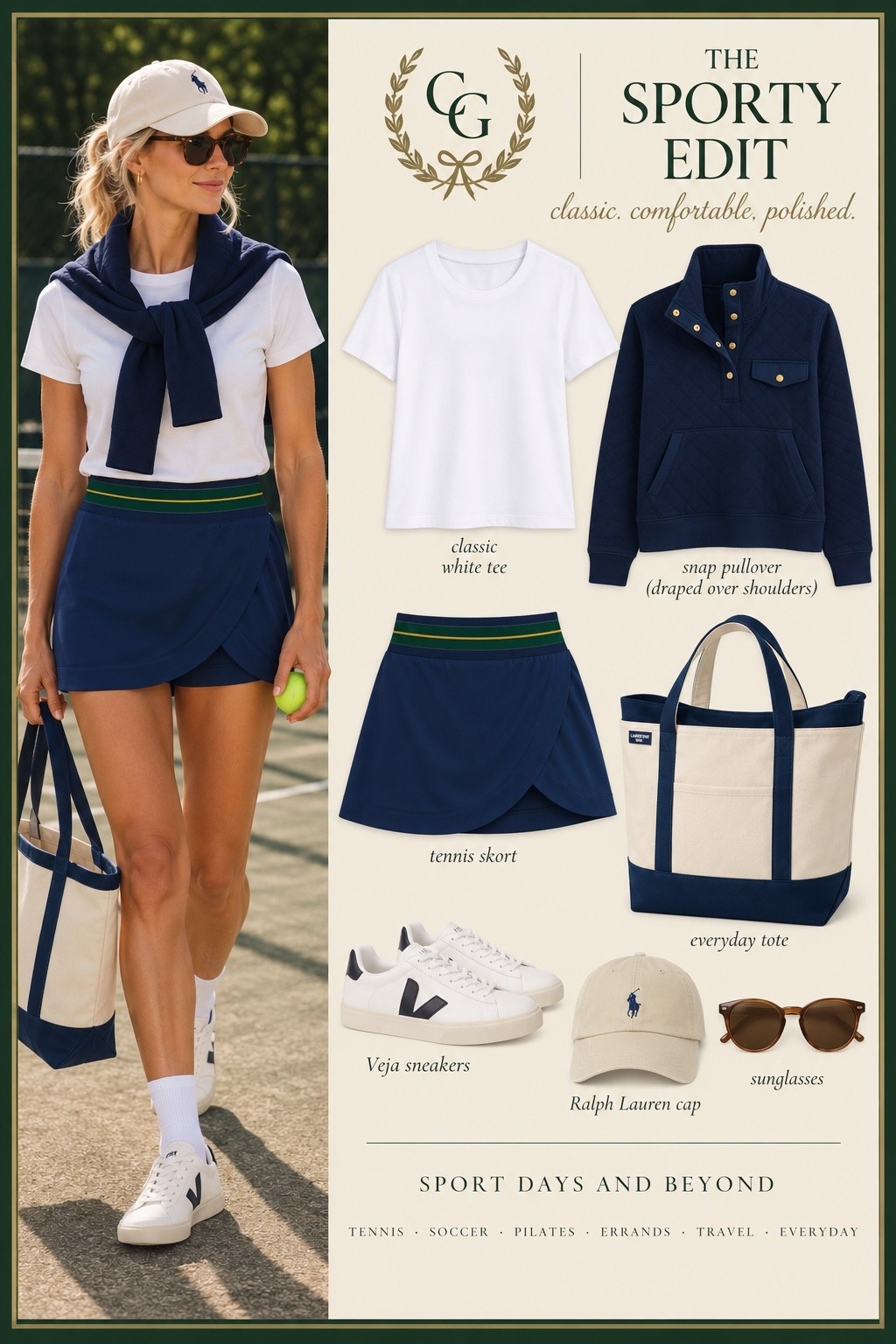I love this look so much! Soccer mom, soccer outfit, sidelines outfit, tennis skirt, the perfect white t shirt, carpool outfit, pep rally outfit.