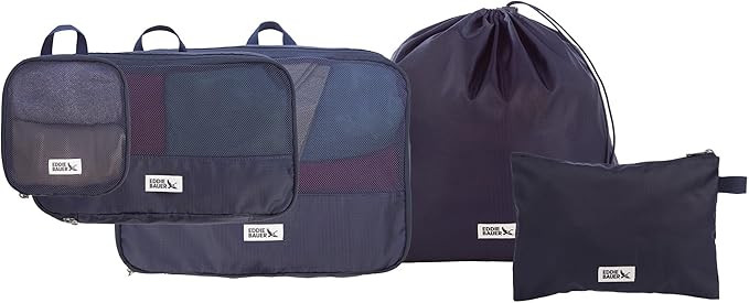 Eddie Bauer 5 Set Packing Organizer Cubes for Suitcases, Travel Essentials for Carry on, Lugagge ... | Amazon (US)