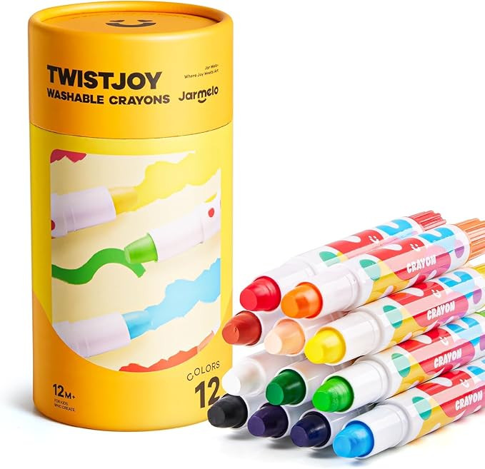 Jar Melo Jumbo Crayons for Toddlers, 12 Colors TwistJoy Crayon Non Toxic Washable Easy to Hold La... | Amazon (US)