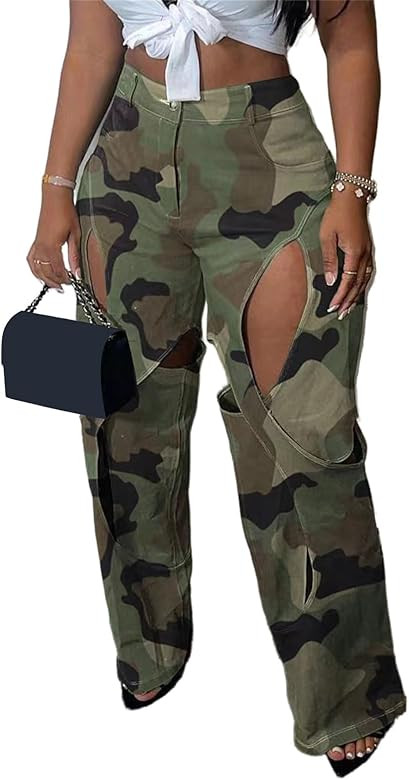 YOOTIKO Womens Camo Cargo Pants High Waisted Army Fatigue Loose Straight Wide Leg Camouflage Trou... | Amazon (US)