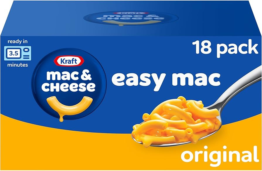 Kraft Easy Mac Original Mac & Cheese Macaroni and Cheese Dinner Microwavable Dinner, 18 ct Packet... | Amazon (US)