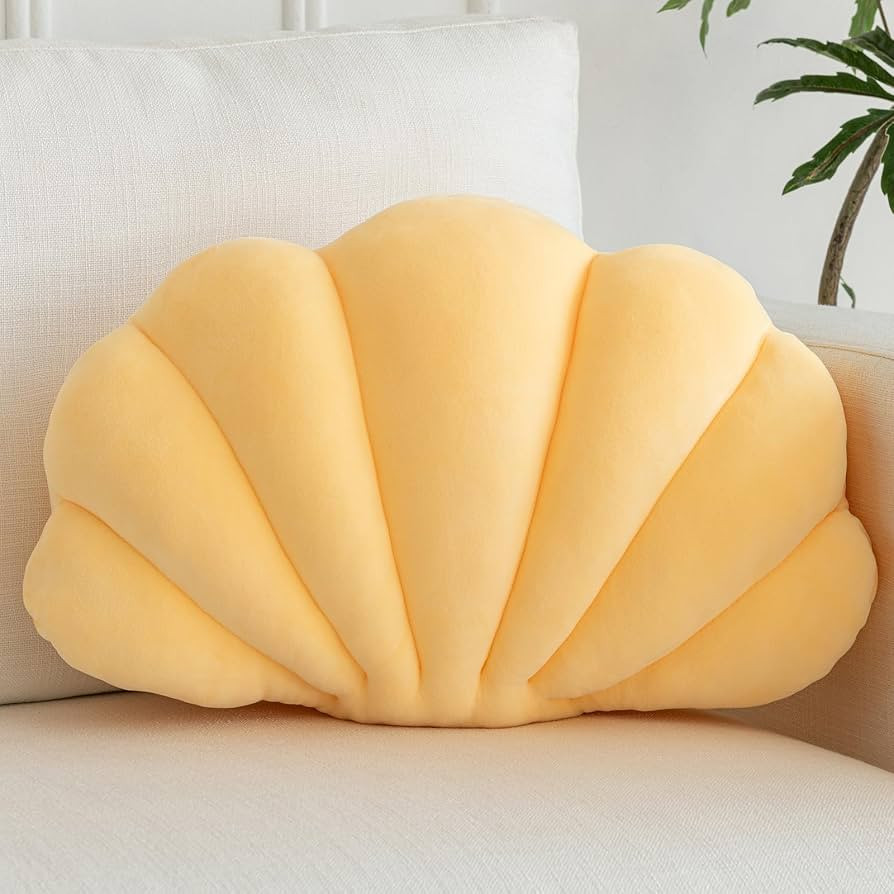 Shell Pillow, Shell Shaped Decorative Throw Pillows with Velet for Couch Bed, Cute Seashell Beach... | Amazon (US)