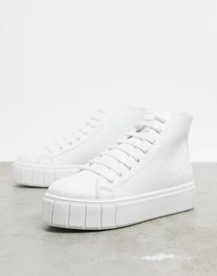 ASOS DESIGN Dewy chunky hi top sneakers in white | ASOS (Global)