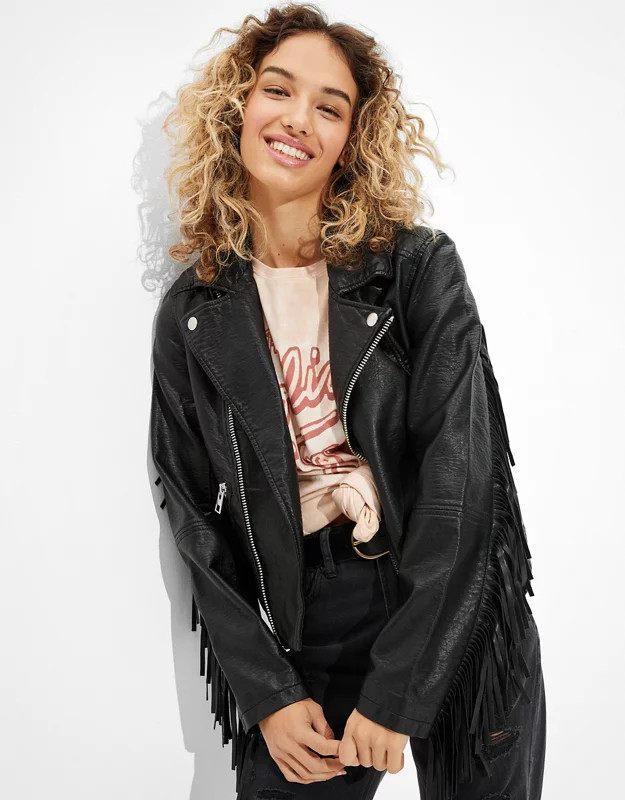 AE Fringe Leather Jacket | American Eagle Outfitters (US & CA)