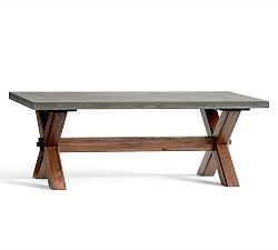 Abbott Concrete & Acacia Rectangular Outdoor Coffee Table (50"-62") | Pottery Barn (US)