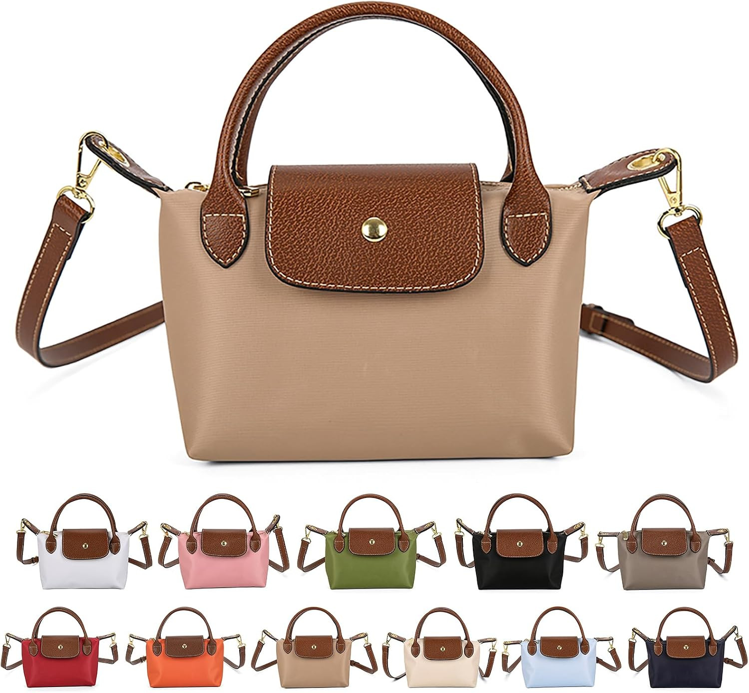 Womens Mini Crossbody Bag Dual Handle Adjustable Strap Nylon PU Leather Small Purse For Phone Wallet 9in | Amazon (US)