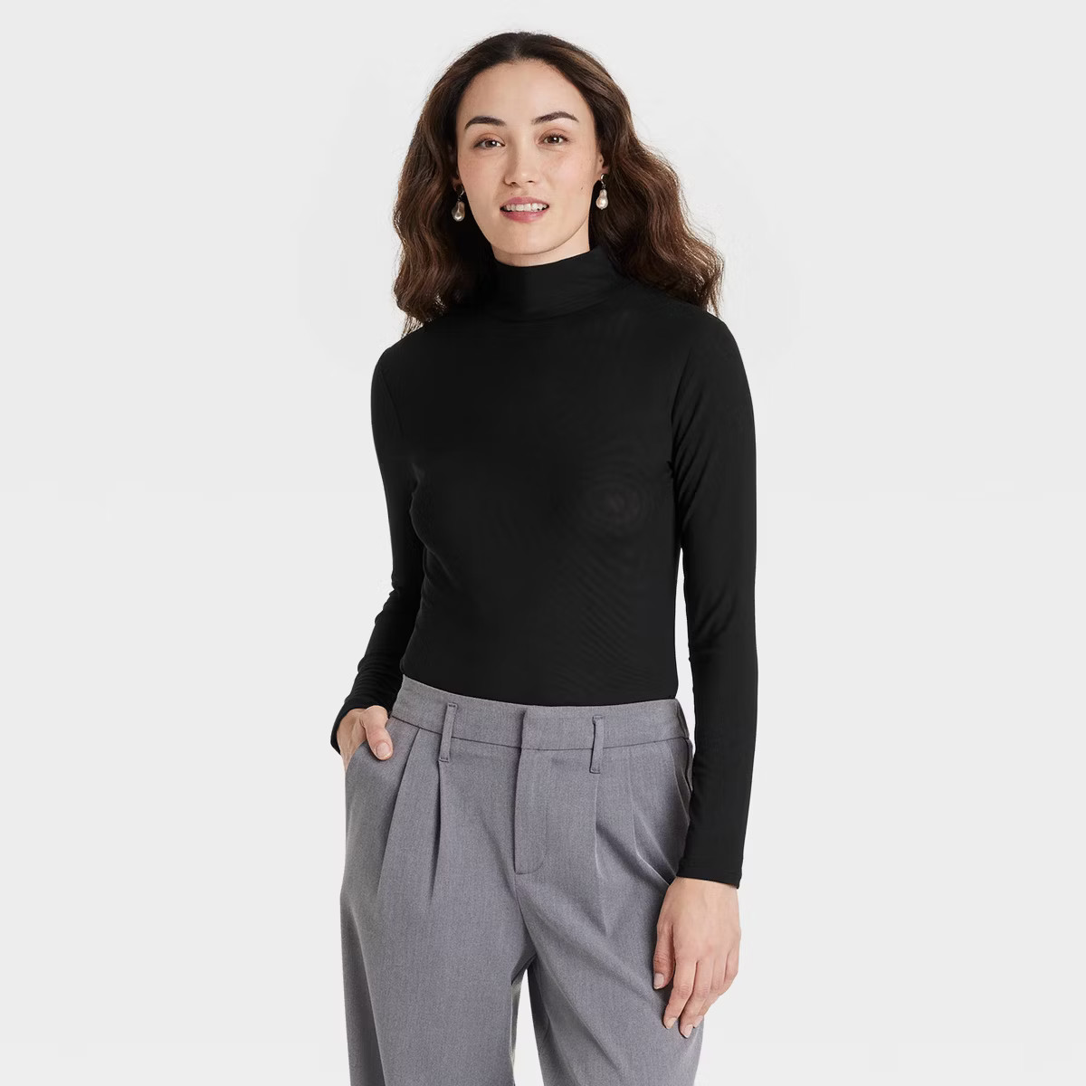 Women's Slim Fit Long Sleeve Mesh Turtleneck Blouse - A New Day™ | Target