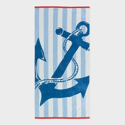 36"x72" Anchor Nautical Striped Oversized Beach Towel Blue - Room Essentials™ | Target