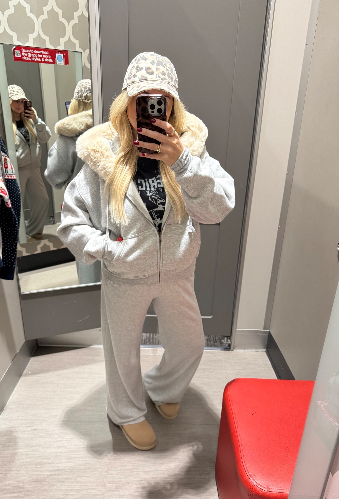 Cozy soft faux fur hooded zip up
Size large
Sweatpants small
Uggs tts
Target outfit 

#LTKFindsUnder100 #LTKSeasonal #LTKGiftGuide