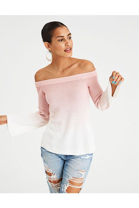 AE OFF THE SHOULDER BELL SLEEVE SWEATER | American Eagle Outfitters (US & CA)