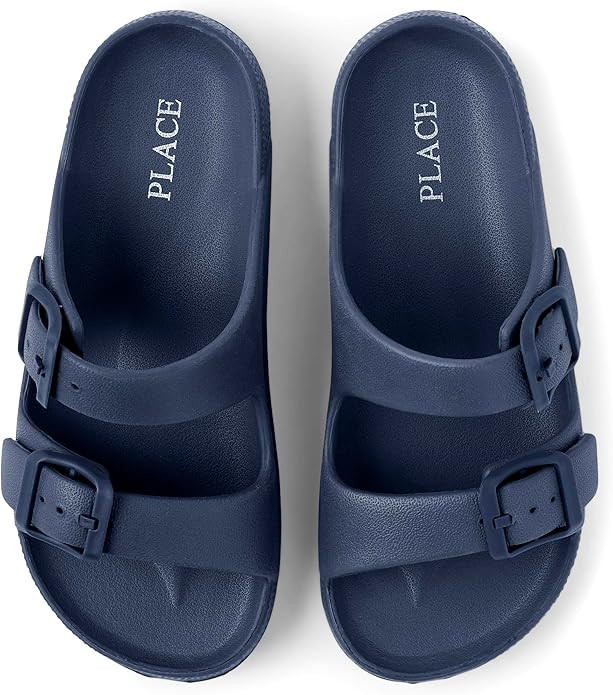 The Children's Place Boys' Boys' Everyday Slip on Double Buckle Slide Sandals | Amazon (US)