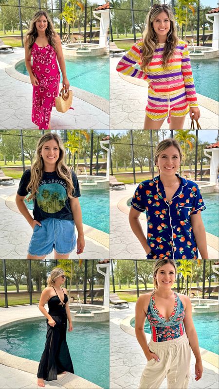 Walmart vacation outfits 
Chambray short 
Tropical floral maxi dresss 
Slip dress
Crochet cover up 
Cupshe one piece swimsuit 


#LTKswim #LTKfindsunder50 #LTKSeasonal