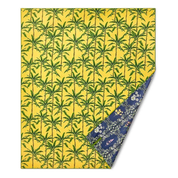 72"x60" Oversized Palm Print/Dainty Floral Print Microfiber Beach Towel Yellow/Olive/Navy - Agua ... | Target