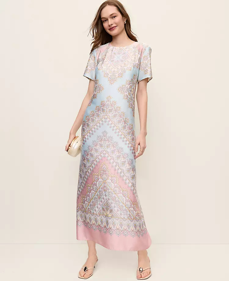Satin Paisley Maxi Dress | Ann Taylor
