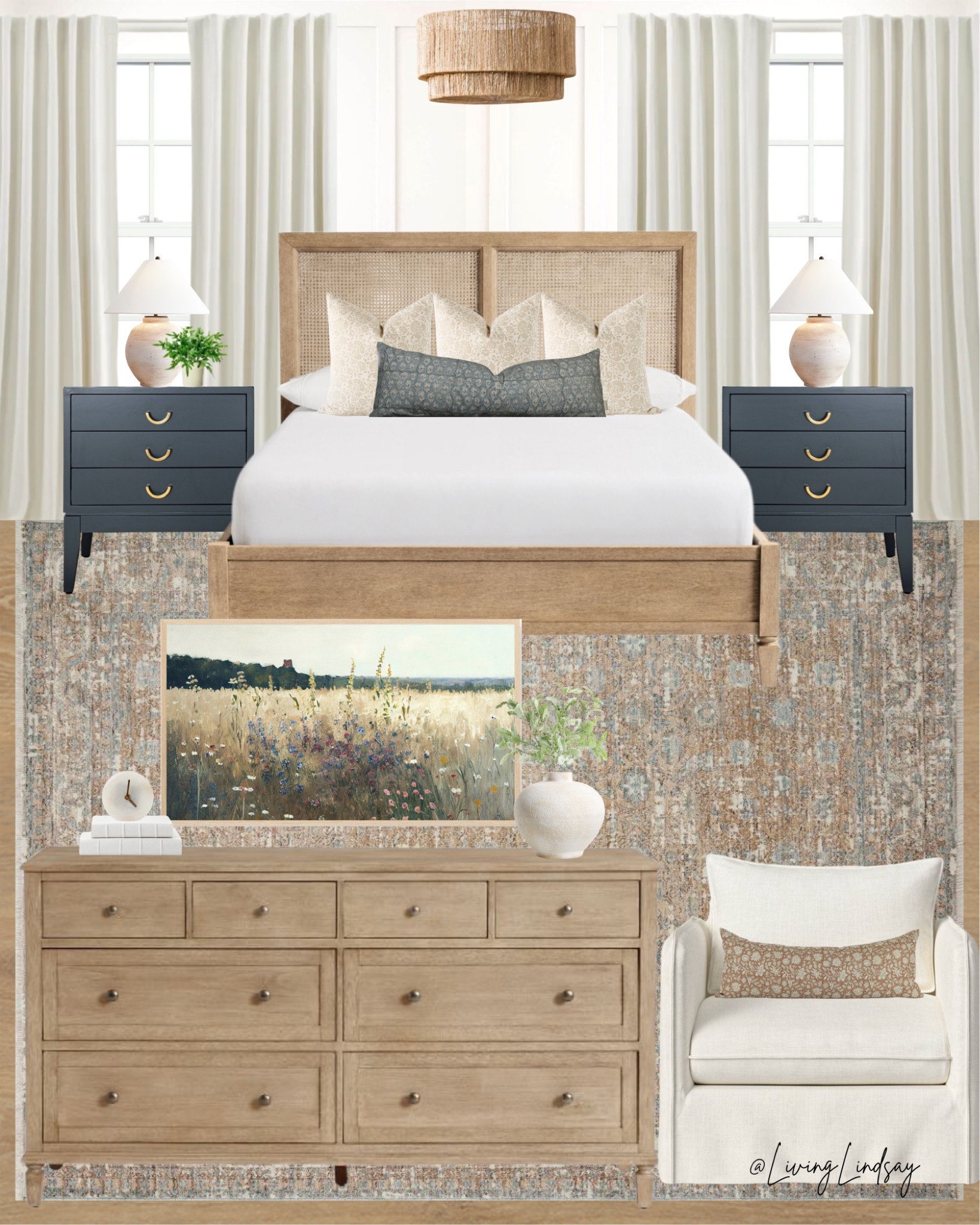 Primary bedroom design, master bedroom, bead, dresser, curtains, rugs, home design, home decor, interior design 

#LTKfamily #LTKsalealert #LTKhome