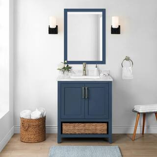 Home Decorators Collection Newhall 30 in. W x 22 in. D Bath Vanity in Grayish Blue with Cultured ... | The Home Depot