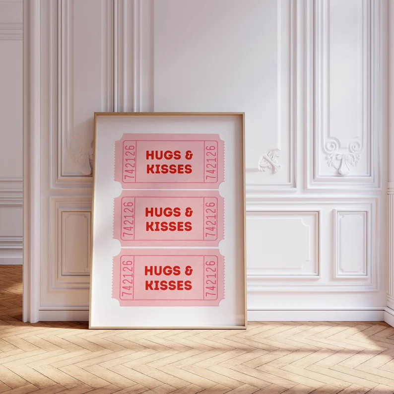 Pink Wall Art Trendy Ticket Print Bedroom Wall Art Pink Room Decor Aesthetic Wall Decor, Trendy W... | Etsy (US)