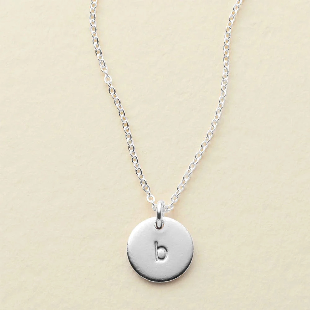 Made By Mary Initial Disc Necklace—3/8" | Hand Stamped, Stackable | Made By Mary | Made By Mary