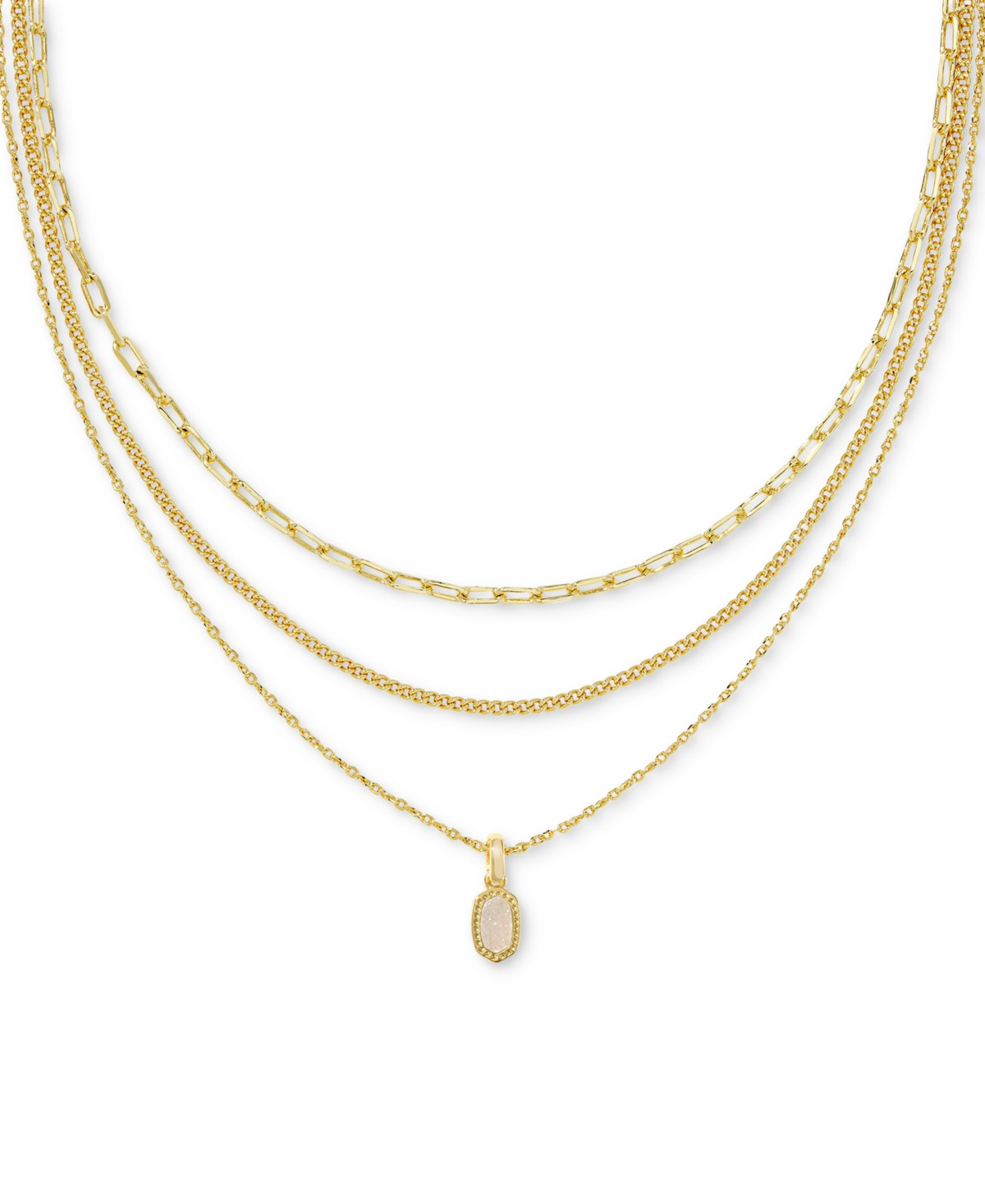 Kendra Scott 14k Gold-Plated Kyocera Opal Layered Pendant Necklace, 14" + 4" extender - Gold Iride | Macy's