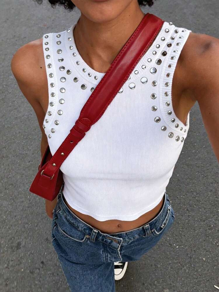 INAWLY Sequins & Sequin Embellished Streetwear Style Women Tank Top, Fashion Cropped Shirt | SHEIN