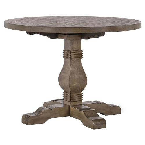 Becille Rustic Lodge Brown Pine Wood Round Dining Table - Small - 42"W | Kathy Kuo Home