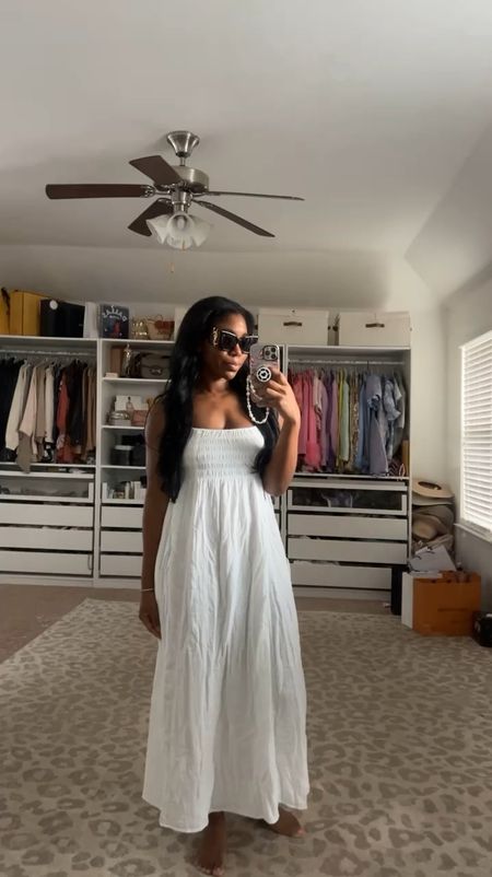 White maxi dress goals. Wearing a SMALL (I sized down) love the fit and glad I did. Such a cute dress and perfect for summer! 

#LTKStyleTip #LTKSaleAlert #LTKVideo