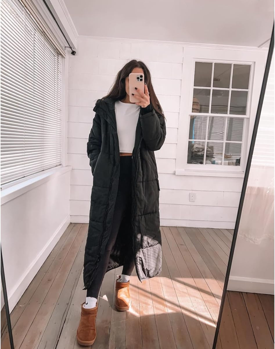 Winter coat outfit-jacket wearing S(runs oversized), leggings- wearing S/ boots true to size/ Tank true to size.  

 #LTKPetite #LTKFindsUnder100