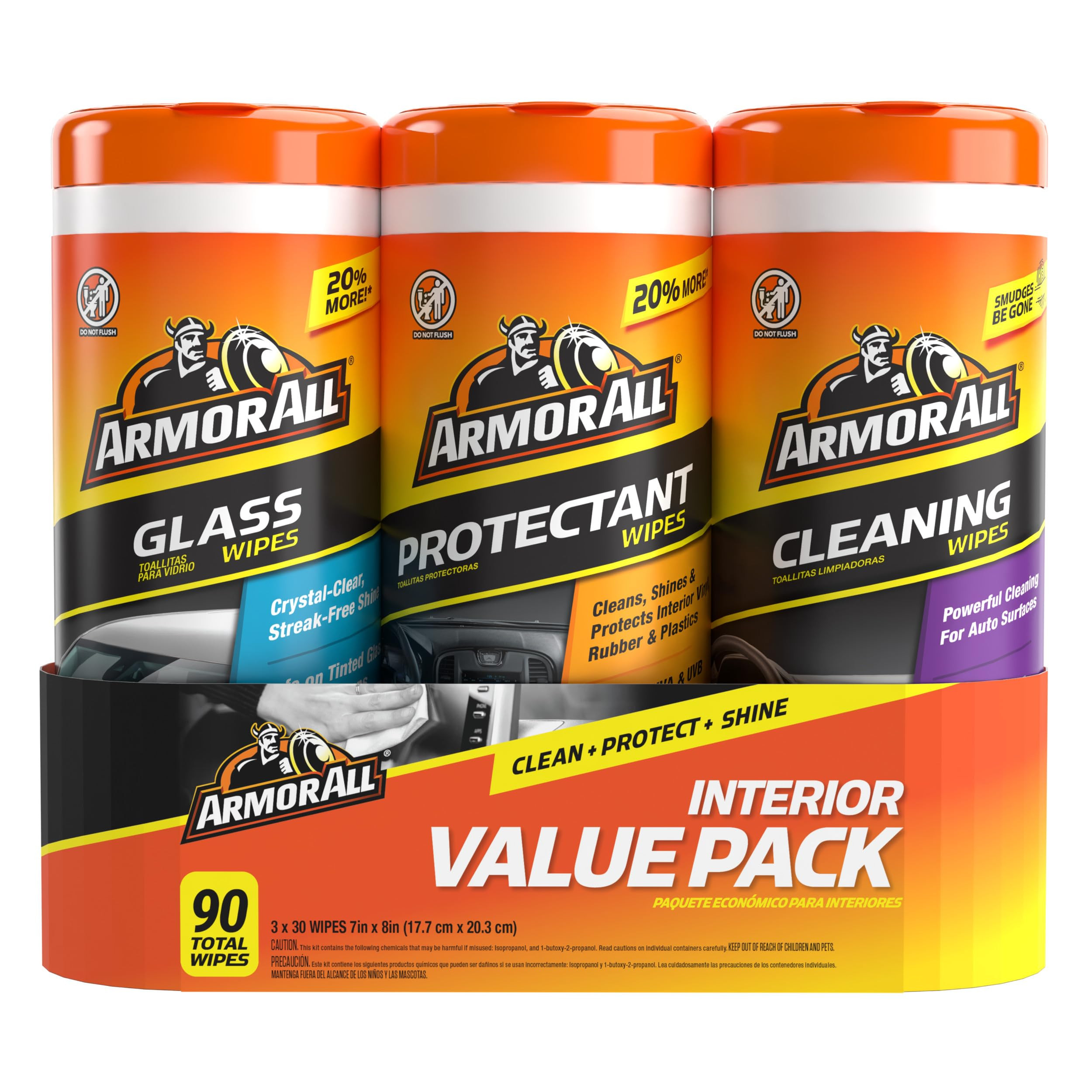 Armor All Protectant, Glass and Cleaning Wipes, Wipes for Car Interior and Car Exterior, 30 Count... | Amazon (US)