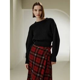 Round Neck Drop-Shoulder Merino Wool Sweater | LilySilk