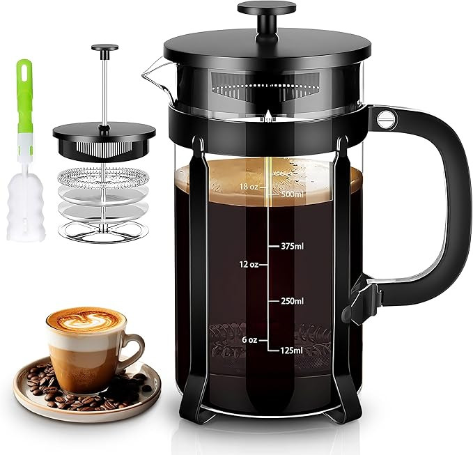 French Press Coffee Maker 304 Stainless Steel Coffee Press,with 4 Filters System, Heat Resistant ... | Amazon (US)