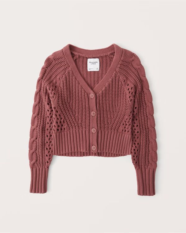 Cotton-Blend Cropped Cardigan | Abercrombie & Fitch (US)