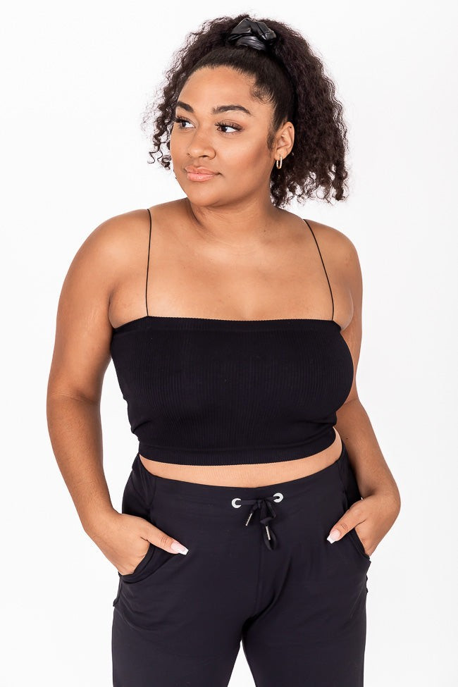 Take Me Out Black Seamless Bungee Strap Tank | Pink Lily