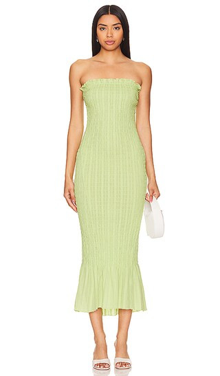 Ruched Strapless Dress in Pear Green | Revolve Clothing (Global)